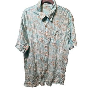 Age of Wisdom XXL Mens Button Down‎ Shirt Palm Tree Boat Tropical Print